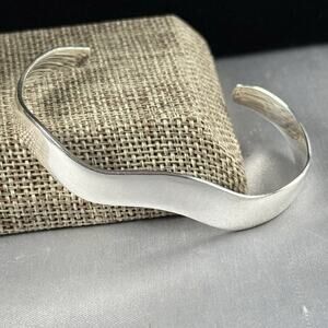 Vintage Taxco Mexico 925 Sterling Silver Cuff Bracelet TP-85 Wavy Modernist